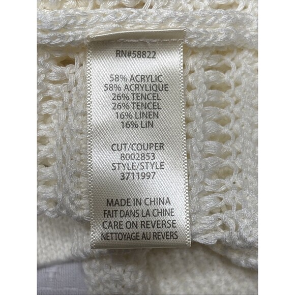 NWT -Max Studio London Open Weave V Neck Cream Sweater -Size Large - Picture 9 of 10